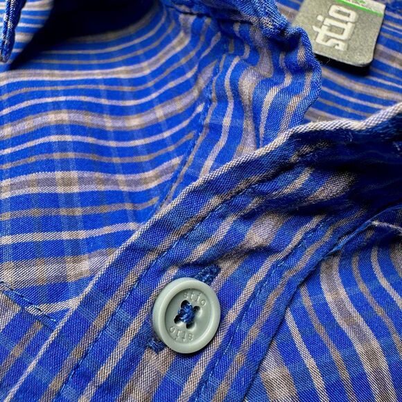 Stio Men's Large Bircher Blue Plaid LS Button-Up Performance Shirt D/C - EUC - Picture 5 of 12